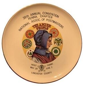 38th Annual Convention Penna Chapter Postmasters 1972 10 1/4” Collector’s Plate